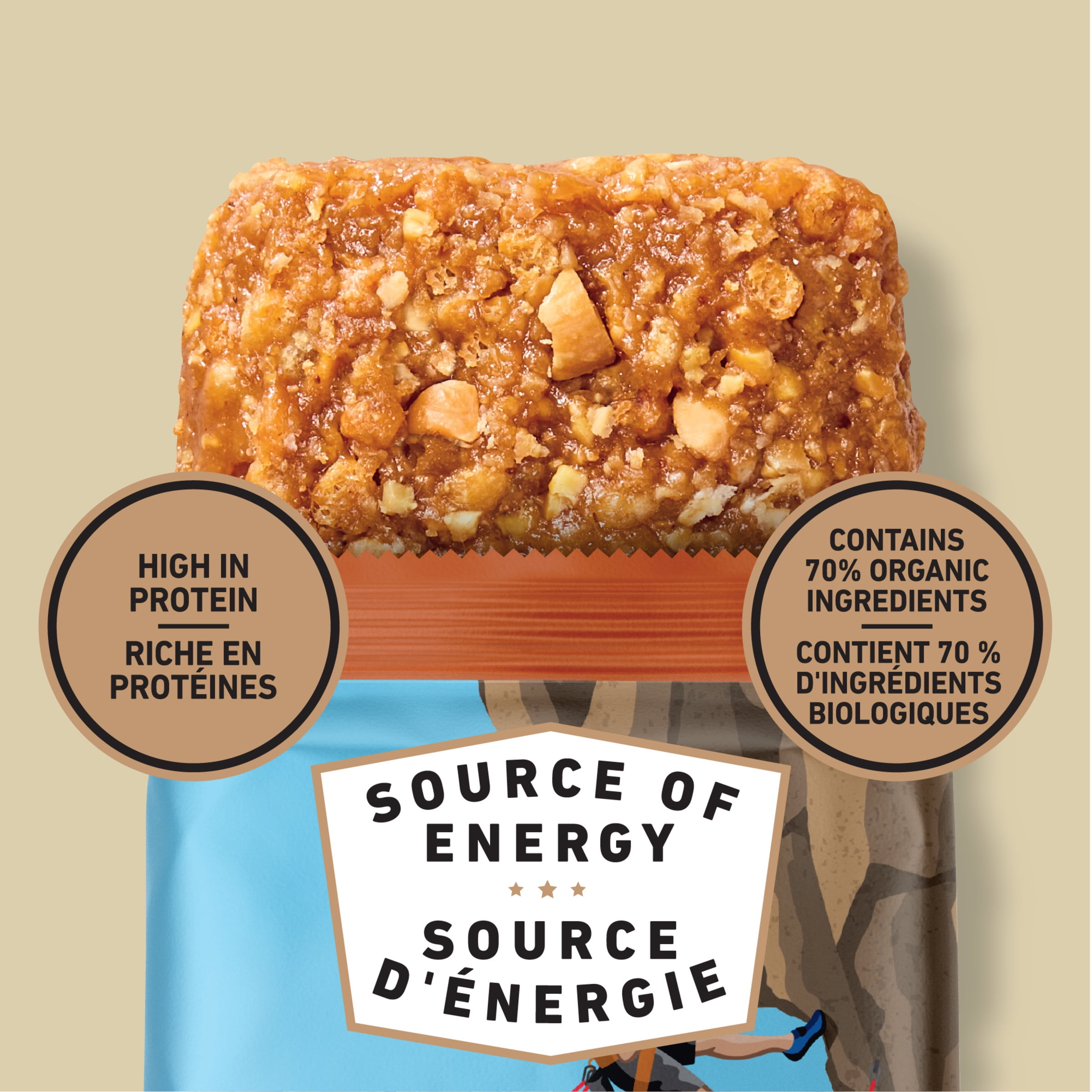 CLIF BAR Energy Bars, Crunchy Peanut Butter, Granola Bar, High in Protein, Contains 70% Organic Ingredients, (Pack of 5), 340 g