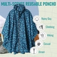 thumbnail image 2 of Unisex Rain Poncho Raincoat Hooded for Adults Women with Pockets One Size, 2 of 5