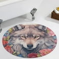 thumbnail image 4 of Funny Glasses Wolf Floral Medallion Round Rug - Small Round Area Rug, Soft Non-Slip Machine Washable Bedroom Mat Indoor Accent Entry Carpet for Office Desk Dorm Hallway, 4 of 7