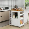 thumbnail image 5 of Gymax Kitchen Cart on Wheels Mobile Kitchen Storage Island w/ 6-Bottle Wine Rack, 5 of 10