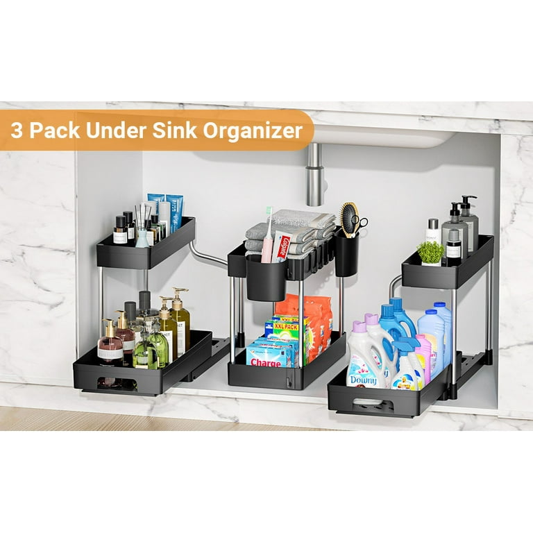 3 Pack Under Sink Organizers and Storage Pull Out Bathroom