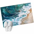 thumbnail image 2 of Teal Blue Washable Small Entryway Area Rugs 2'x3', Gradient Sea Wave Abstract Ocean Beach Scenery Low Pile Throw Rug Non-Slip Sturdy Edge Binding Carpet for Front Door Floor Room Entry, 2 of 9