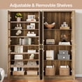 thumbnail image 5 of Finmind 71 Inch Tall Storage Cabinet with Adjustable Shelves, Modern 8 Tier Kitchen Pantry Cabinet with Doors for Living Room, Bathroom, Bedroom, Kitchen, Brown, 5 of 10