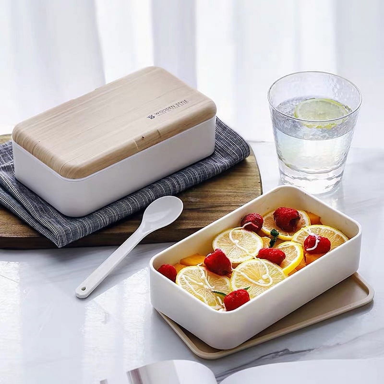 Original Bento Box Lunch Box Japanese Style 2 Layer Food Containers with Utensils Spoon and Fork Bundle Divider Salad Box for Men Women(Pink)