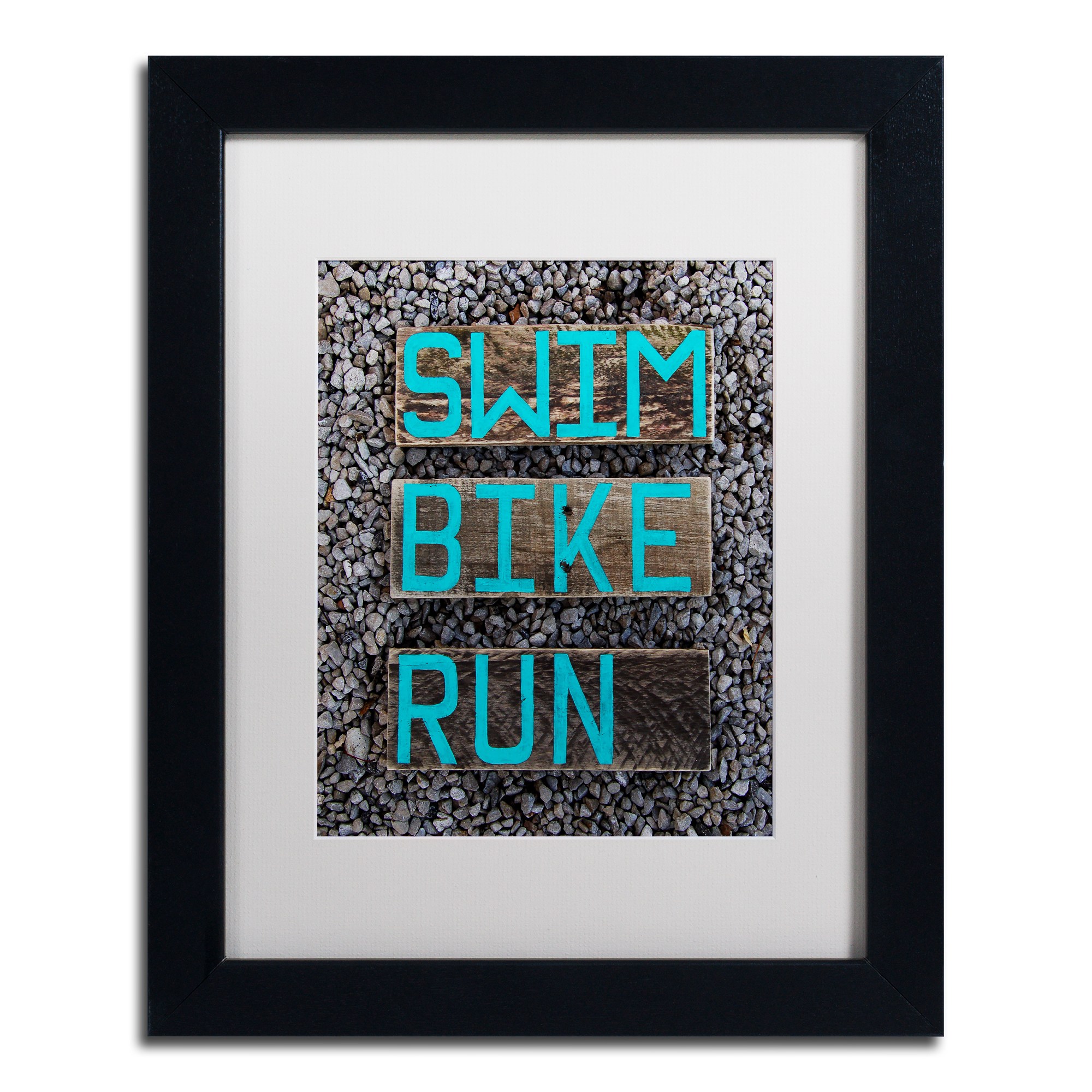 Trademark Fine Art 'The Triathlete' Canvas Art by Nicole Dietz, White Matte, Black Frame