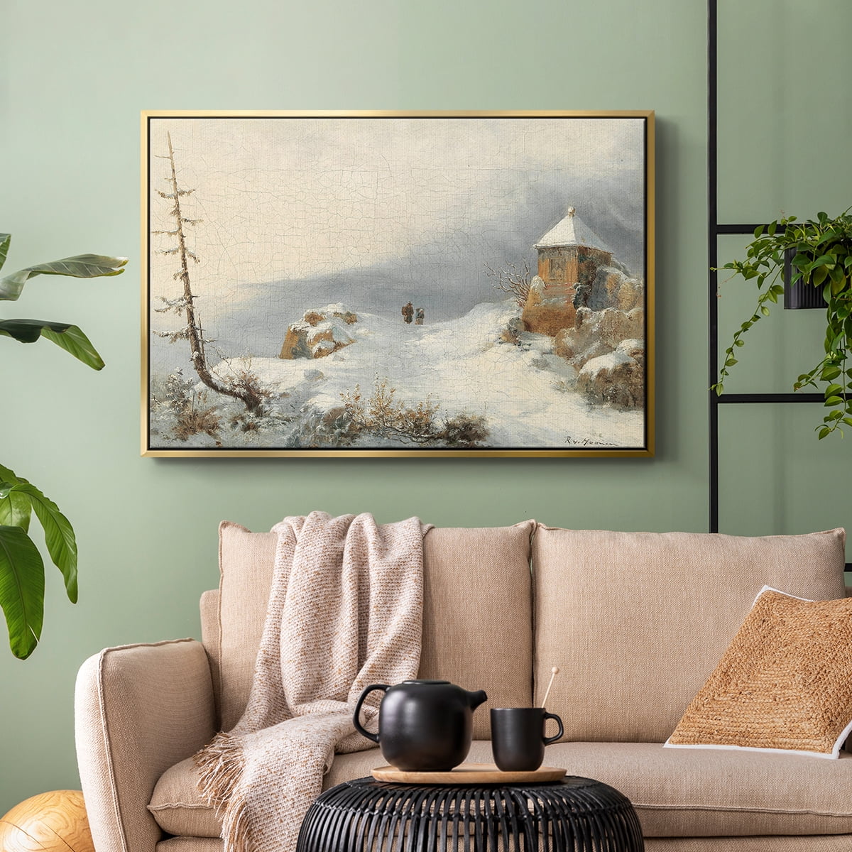 Vintage Landscape-CDIII By Wexford Home Framed in Gold Wood Gallery Wrapped Canvas 25 in. x 37 in.