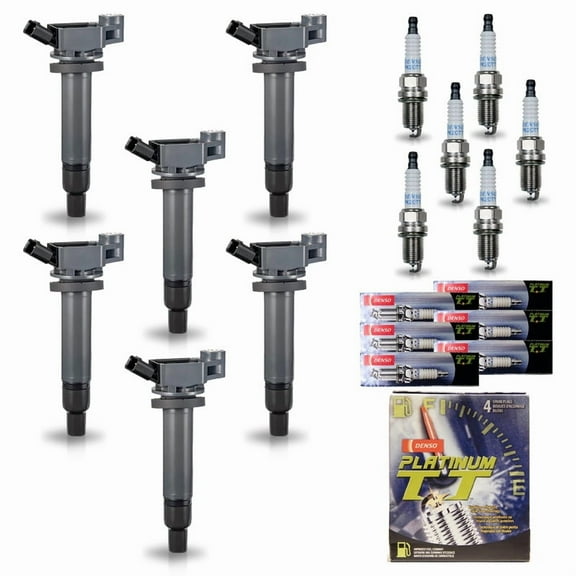 ISA Pack of 6 UF267 Ignition Coil Denso Platinum 4504 Spark Plug 3.0 3.3 V6 1999 2000 2001 2002 2003 2004 2005 2006-2008 For Lexus Toyota Avalon Camry Highlander Sienna Solara ES300 RX300 ES RX 300
