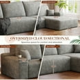 thumbnail image 4 of Muumblus 168" Cloud Sectional Sofa, Cozy 5-Seater Modular Sofa, Plush Corduroy Sleeper Bed Couch, No Assembly Required, Gray, 4 of 9
