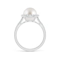 thumbnail image 2 of Angara South Sea Cultured Pearl Split Shank Ring with Halo in 14K White Gold for Women | June Birthstone Jewelry for Her, 2 of 8