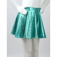 thumbnail image 4 of Sholeno Kids Girls Metallic Dance Skirt Athletic Shiny Holographic Flared Pleated A-Line Mini Skort Lake Green 14, 4 of 7