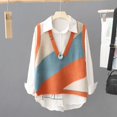 thumbnail image 3 of contrasting color V-neck knitted sweater for women's Spring Autumn new outerwear pullover loose slimming sweater vest top, 3 of 5