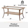 thumbnail image 6 of Unnifurnzi Outdoor Coffee Table-Patio Wicker Coffee Table with Tempered Glass Top and 2-Tier Storage Outdoor Table for Deck Porch Balcony Garden-Yellow, 6 of 6