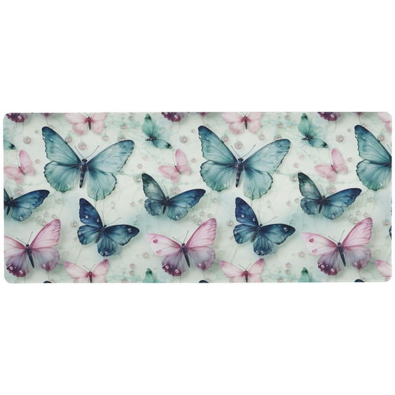 JSTEL Watercolor Butterfly Large Gaming Mouse Pad Big Mousepad Mice Keyboard Mat with Non-Slip Rubber Base for Computer Laptop Home & Office, 31.5 X 11.8 inch