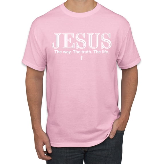 Wild Bobby Jesus the Way. The Truth. The Life Inspirational/Christian Men Graphic Tee, Light Pink, 3X-Large