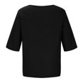 thumbnail image 4 of ATOYSOY Women's Round Neck Pullover Cotton Lined Loose Tops Short Sleeve Button T Shirts Causal Workout Comfy Retro Summer Saving Trendy Floral Graphic Tees for Girls Black M, 4 of 4