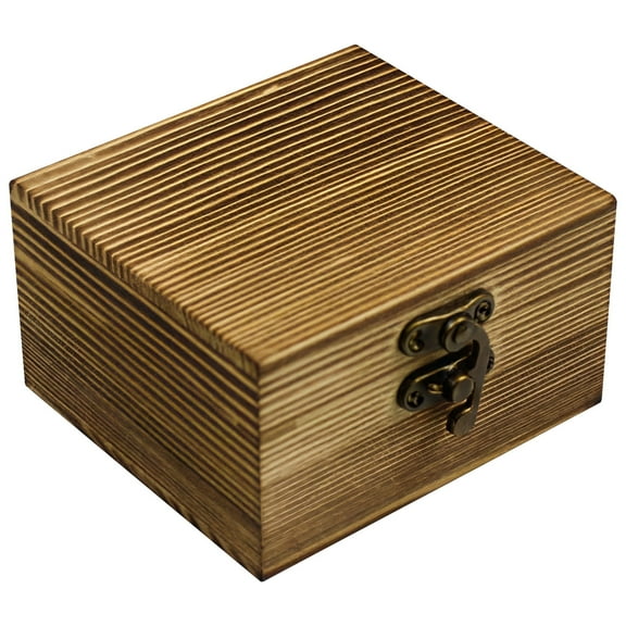 Wooden Storage Box with Lid Unpainted Vintage Color, Wooden Jewelry Box, Rectangular Wooden Storage Box with Lock for DIY Crafts and Gift Wrapping, 3.7 x 3.9 x 2.4 inches
