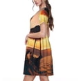 thumbnail image 2 of Disketp Hawaiian Sunset Beach para Vestido de Manga Corta para Mujeres, Vestidos de Verano para Mujeres, Casual y Holgado para la Playa, 2 of 6