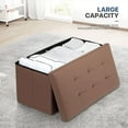 thumbnail image 4 of SSyao 30 Inch Storage Ottoman Bench, 24 Gal. Folding Ottoman Footrest, End of Bed Bench, Rectangle Foot Stool, Supports 600 lbs, for Bedroom, Living Room, Entryway, Hallway, Brown, 4 of 9