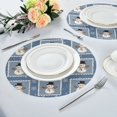 thumbnail image 4 of 15.4" Round Placemat Set of 6 Polyester Fabric Place Mats Non-Slip Dining Kitchen Table Mats for Kitchen Party Decor Smiling Snowmen Wearing Black Hats, 4 of 5