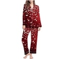 thumbnail image 2 of Puntoco Conjunto de pijama cómodo para mujer, conjunto de pijama informal de manga larga con solapa y estampado navideño a la moda para mujer, conjunto de pijama informal con parte superior y pant, 2 of 5