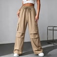 thumbnail image 2 of Jerdar Women's Barrel Leg Sweatpant Drawstring Elastic Waisted Wide Leg Pants Casual Cotton Palazzo Trousers with Pockets Office Work S, 2 of 8