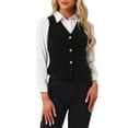 thumbnail image 1 of INSPIRE CHIC Chaleco de mujer Steampunk de terciopelo sin mangas con botones y escote en V, chalecos de traje L negro, 1 of 6