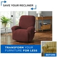 thumbnail image 2 of Mainstays Pixel 4-Pieces Stretch Recliner Chair Slipcovers, Wine, 2 of 7