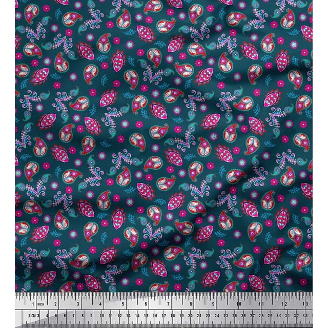 Soimoi Rayon Fabric Paisley & Floral Artistic Decor Fabric Printed Yard 56 Inch Wide