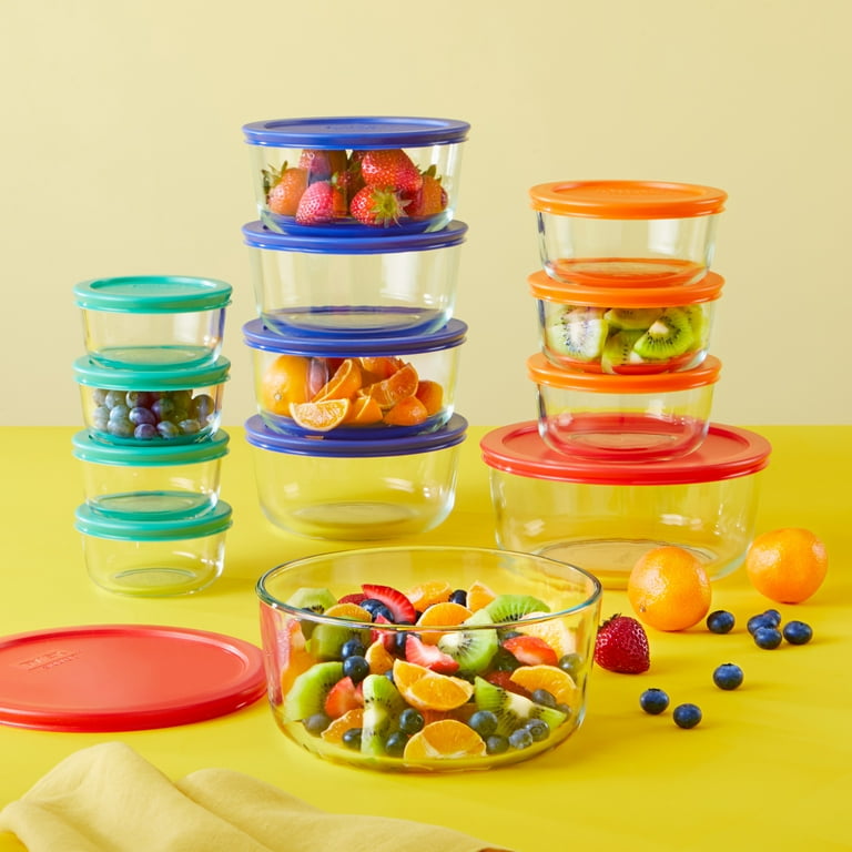 Pyrex Simply Store 4-Cup Single Glass Food Storage Container with Lid,  Non-Pourous Glass Round Meal Prep Container with Lid, BPA-Free Lid,  Dishwasher