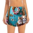 thumbnail image 2 of Cauagu Whimsical Cats and Flowers Scene Print Women's 2 in 1 Running Shorts Athletic Workout Gym Yoga Shorts Running Shorts for Women-Small, 2 of 7