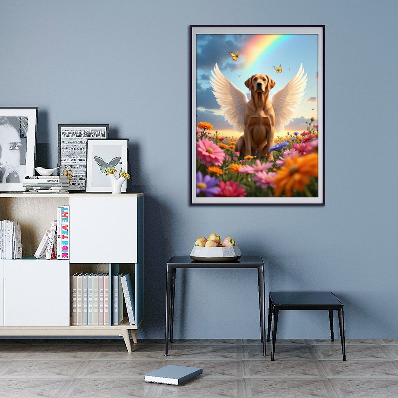 Diamond Art Kit for Adults, Dog With Wings Rainbow Butterflies Diamond Painting for Adults Beginners, DIY Diamond Art Painting Kits, 5D Diamond Painting Crafts for Home Decor 12x16 Frameless