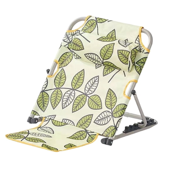 Respaldo para Cama Soporte Elevable Cojín de Lectura Silla de Respaldo Plegable con Múltiples Ángulos de Inclinación Adecuado para Playa Suelo Y Acam Hojas verdes