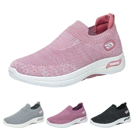 

Aayomet White Sneakers for Women Fashion Spring And Summer Women Sports Shoes Flat Bottom And Soft Bottom Fly Woven Mesh Black 7