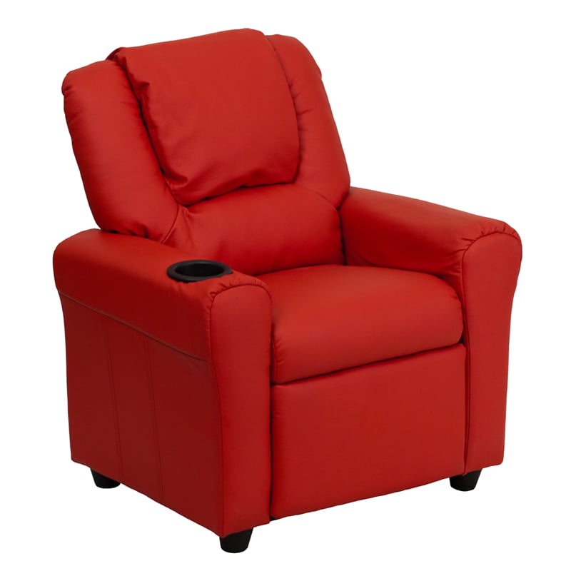 Ergonomic Contemporary Children Living Room Sofa Recliner Red Kids Sofa Recliner with Storage Bag and Locked Wheels for Boys Girls