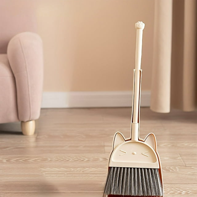 LSLJS Children's Brooms and Dustpan Set Cleaning Supplies Brooms and Dustpan Set for Home Stainless Steel Handle Brooms with Dustpan Combo Set for Home Office Supplies