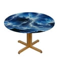 thumbnail image 3 of PIKWEEK  Abstract Blue Lightning Fitted Round Table Cover with Elastic Protector Table Kitchen Dinner Waterproof Oil-Proof Tablecloth, 3 of 7