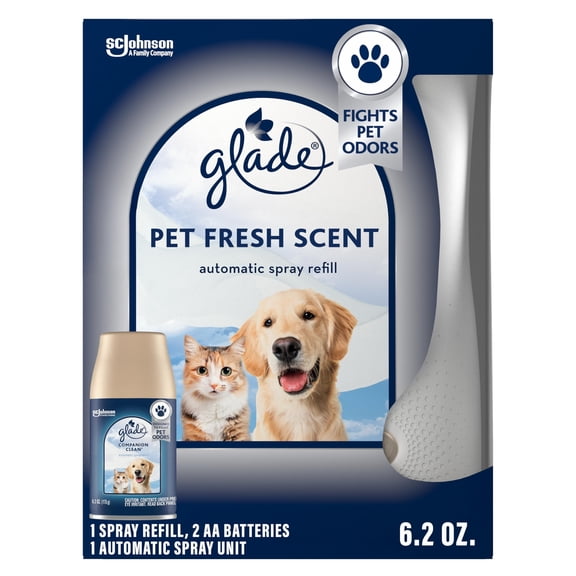 Glade Automatic Spray Refill Starter Kit, Pet Fresh Scent, Scented Air Freshener for Home and Bathroom, 6.2 Oz, 1 Holder   1 Refill