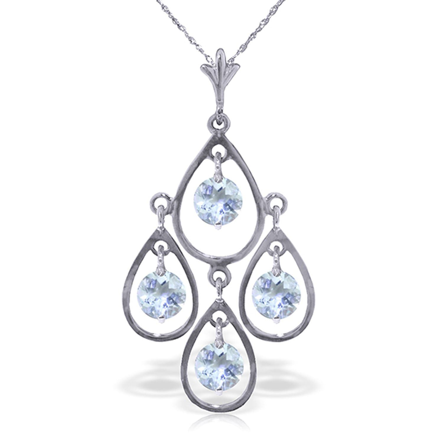 ALARRI 1.95 CTW 14K Solid White Gold Real Mccoy Aquamarine Necklace with 22 Inch Chain Length 