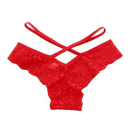 

Larisalt G String Thongs For Women Seamless Thongs for Women No Show Panties V-waisted Stretch Breathable Thong Underwear Red One Size