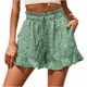 thumbnail image 2 of ICHUANYI Clearance Women's Summer Casual With Pockets Drawstring Printed Ruffles Shorts(Green, XL) ICHUANYI WER2023080903165, 2 of 5