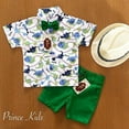 thumbnail image 5 of Baby Boy's Summer Clothes Sets Animal Print Shirts Top + Solid Color Shorts Outfits, 5 of 8