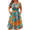 Blue-Orange-Leaf, variant on WellSize Summer Plus Size Dresses for Women Short Sleeve A-Line Midi Dresses Casual Floral Print Beach Dress with Pockets