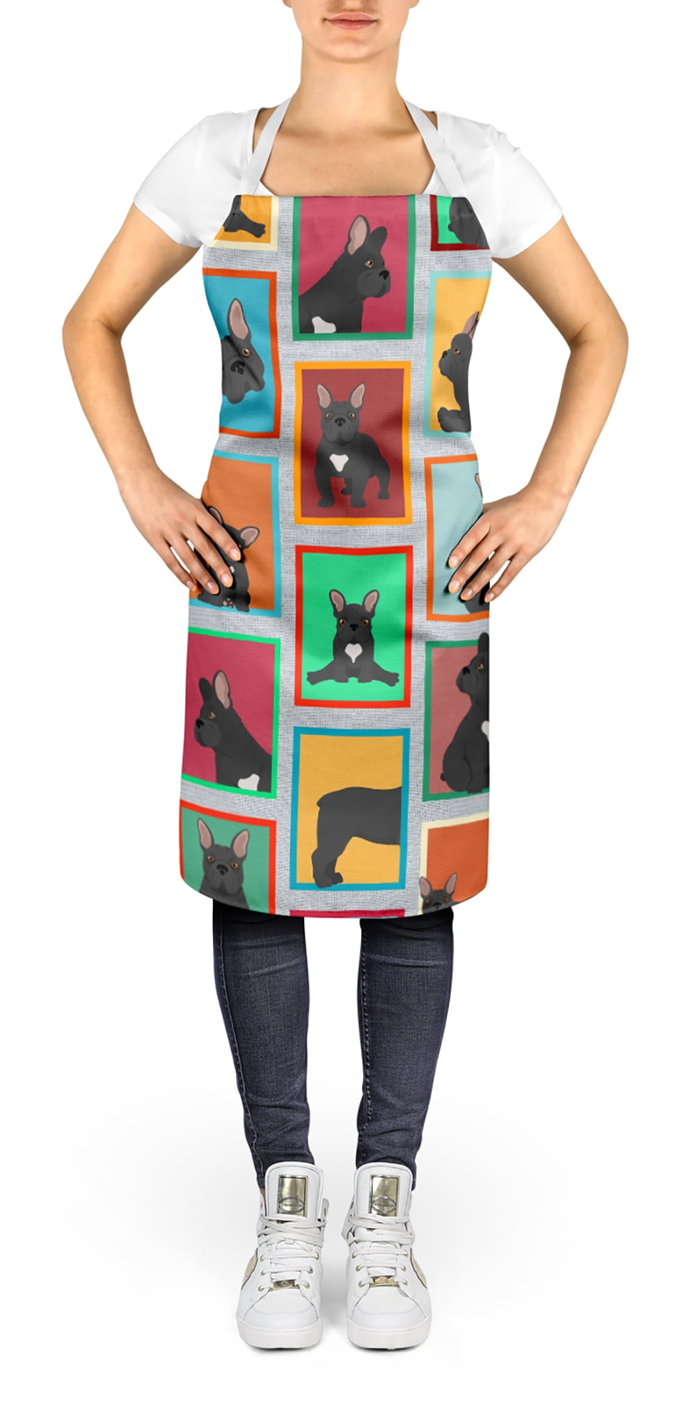 Lots of Black French Bulldog Apron 27 in x 30 in