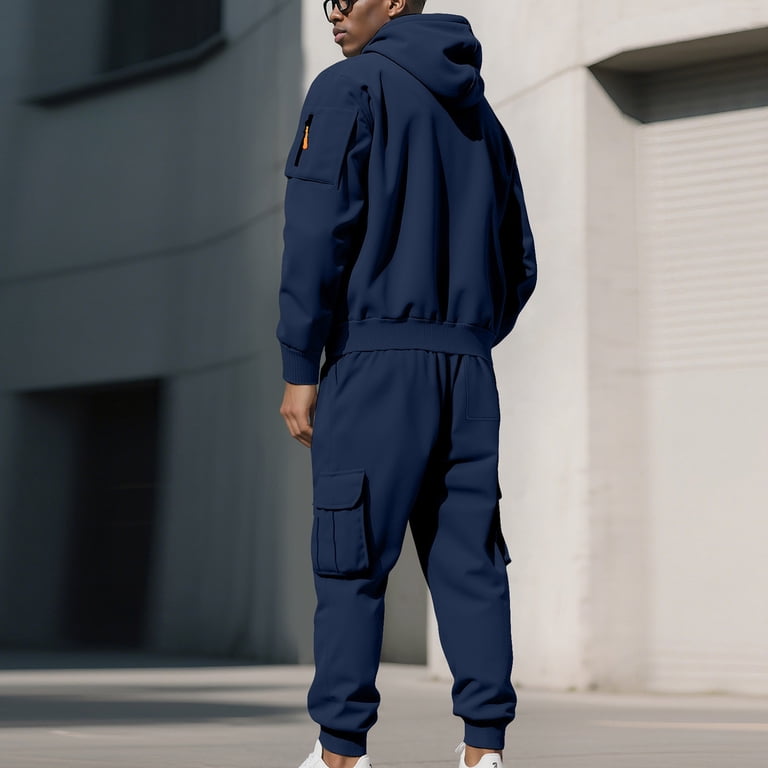 Mens Functional Sweatsuits 2 Piece Matching Lounge Set Flannel