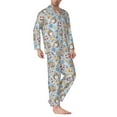 thumbnail image 2 of Naloa Summer Time With Gnome Men’s Pajamas Set - Long Sleeve Button Down Sleep Shirt and Pajama Bottoms Sleepwear Set-Medium, 2 of 7