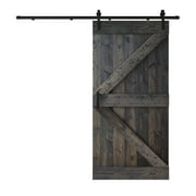 Coast Sequoia 42 in x 84 in K Style Finished DIY Knotty Wood Sliding Barn Door With Hardware Kit (Carbon Gray)