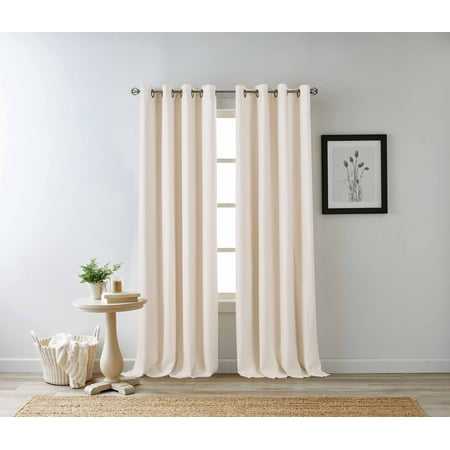 Eclipse Hadley 100% Blackout Curtain Panel  Linen Blend Grommet Window Curtain  1 Panel  50 In Wide x 84 In Long  Ivory
