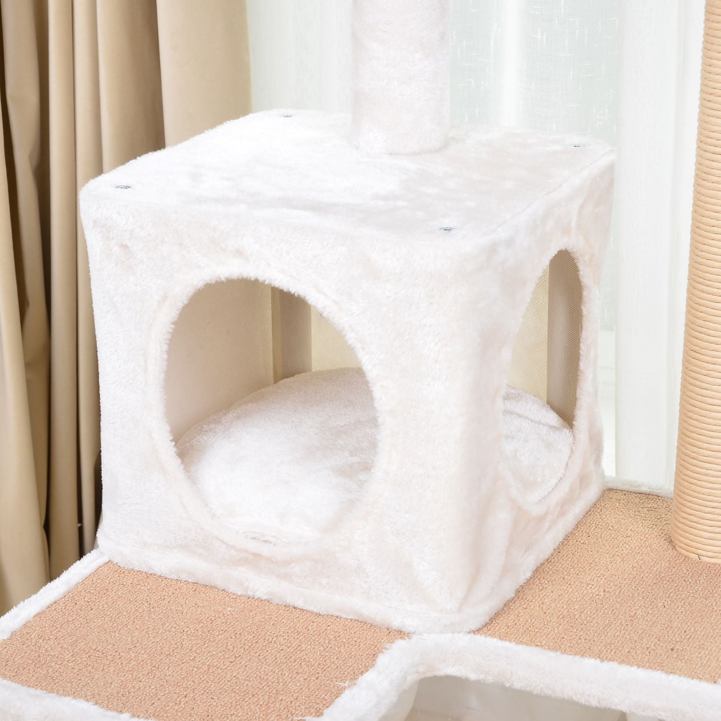 Catry Cabana 5 Level 57 In Cat Tree With Curved Perch Condo Scratch Posts White Walmart Com Walmart Com