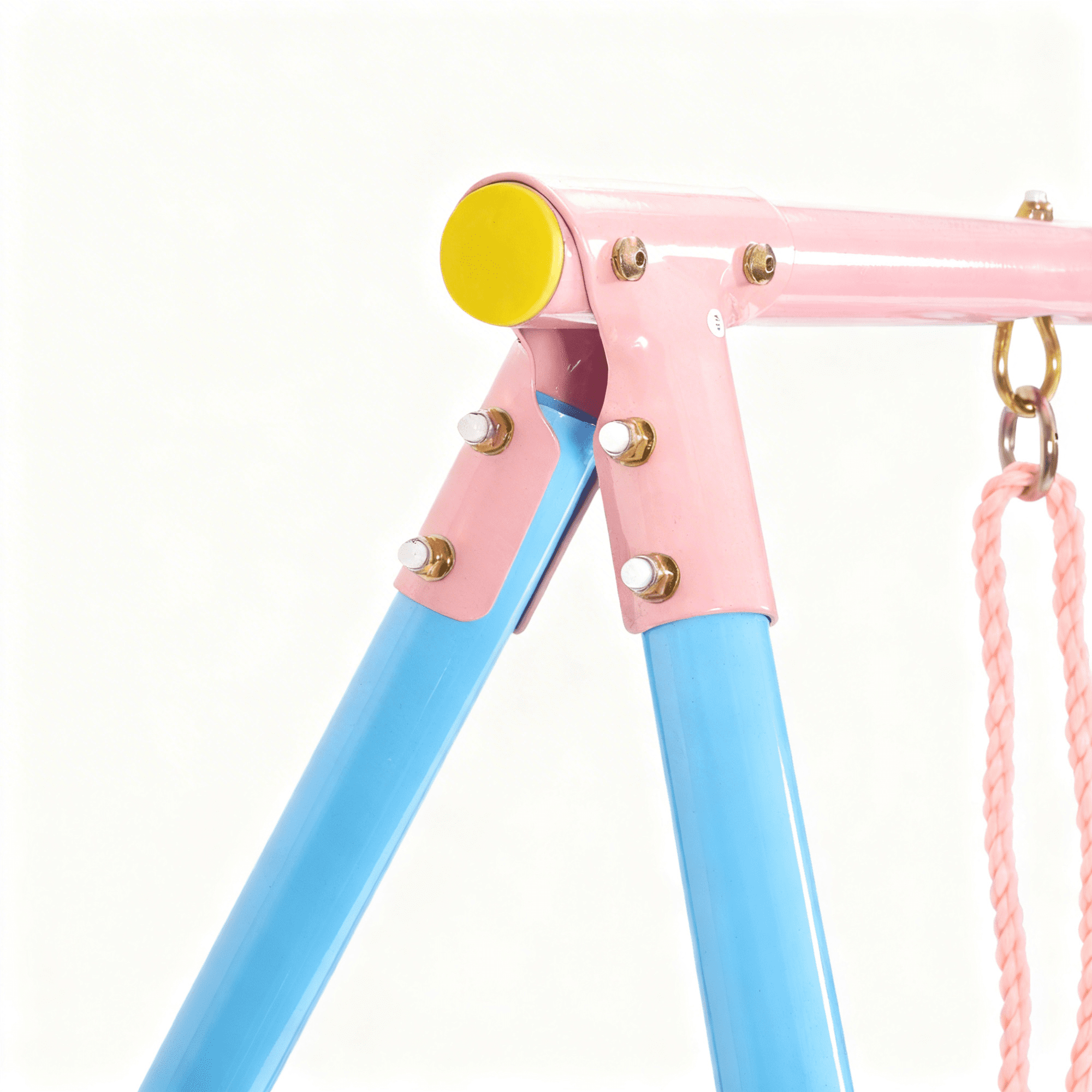 Leumius Double Swing Set with Slide for Playground,Backyard Playset,Blue&Pink