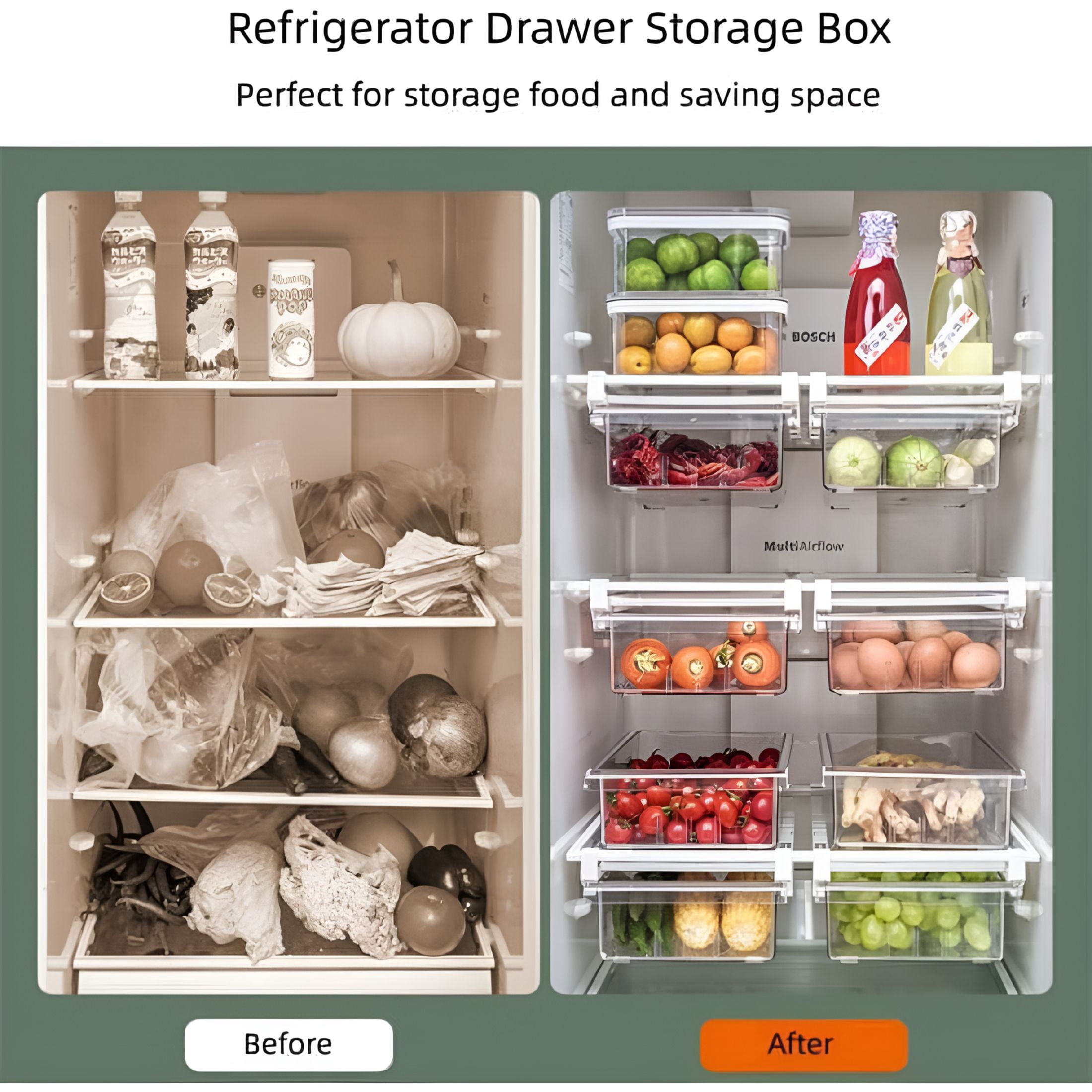 ACDANC 2026 New Fridge Drawer Organizer,Refrigerator Organizer Bins,Egg Holder Tray for Refrigerator,Pull Out with Handle,Fridge Shelf Holder Storage Box,Fridge Kitchen Cabinet Pantry for Food,Drinks